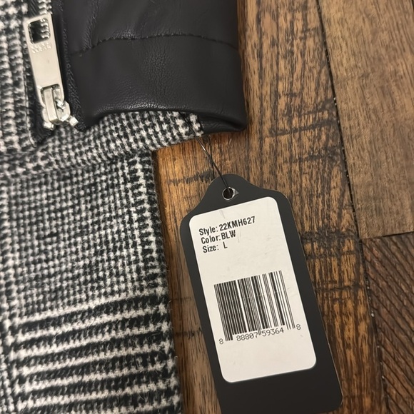 Plaid wool blend Coat classic black and white size Large NWT - Picture 7 of 16
